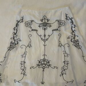 Linen with black embroidery skirt